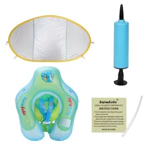 Safety Floating With Sunshade Baby Swimming Ring Ergonomic Anti Flip Over Bottom Support Water Sports Training Aids Inflatable