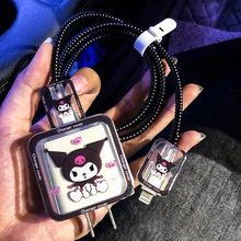 Sanrio Kuromi Charger Protective Cover Kawaii Cinnamoroll Apple 18 20W Charging Head Data Cable Protection Case Toy Girls Gifts