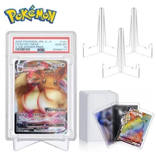 Set Pokemon Cards Slab Stands Star Card Sleeves Hard Protector Case Acrylic Plastic Clear Game Grade Holder Storage Kid Toy Gift