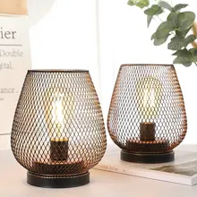 Set of 2 Bedside Lamps Battery Powered  Table Lamp 17cm High Vintage Cage Battery lamp for Living Room Bedroom Home