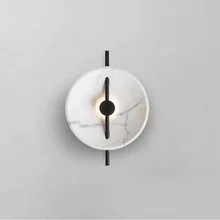 Simple LED wall lamp marble texture white living room round decorative light