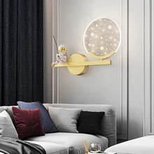 Simple Modern Led Wall Lamps Creative Cartoon Spaceman Bedroom Bedside Lamp Full Of Stars Children's Room Decorative Walllamp
