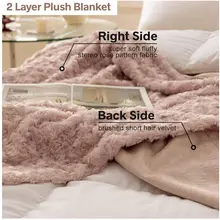 Simple&Opulence Winter Warm Throw Blanket for Sofa Plush Fluffy Tridimensional Rose Pattern Floral Plaid Blankets for beds
