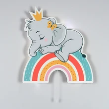 Sleeping Rainbow Elephants Wooden Design Lighting Decorative Modern Bedroom Wall Lamps Led Light Night Light 2021 Model 027