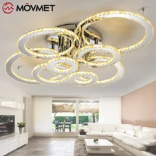 Smart LED Ceiling Lamp Stainless Steel Remote Control Crystal Ring lustre Livingroom Bedroom For Home Decoration Restaurant Hall