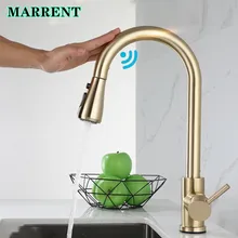 Smart Touch Kitchen Mixer Tap 304 Stainless Steel Pull Down Kitchen Faucets Brushed Gold Kitchen Fixture Touch Kitchen Faucet