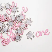 Snowflake one Confetti - first birthday confetti - winter table decorations  pink and silver decor
