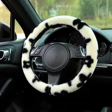 Soft Wear-resistant Steering Wheel Cover Three-dimensional Cold-resistant Winter Plush Milk Cow Pattern Steering Wheel Case