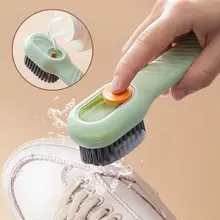 Soft-bristled Multifunctional Liquid Shoe Brush With Cleaning Cloth Automatic Liquid Discharge Cleaning Brush for Footwear Wash