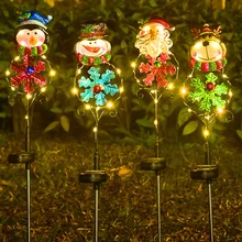 Solar Christmas lights led snowman elk penguin floor lamp outdoor garden lawn decoration lamp