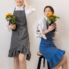 Solid Cooking Kitchen Apron Pleated Skirt Bibs For Woman Men Chef Hotel Waiter Cafe Shop Hairdresser Aprons Delantal Tablie