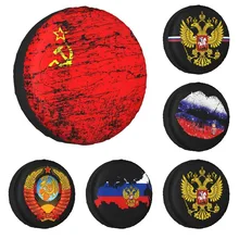 Soviet Union USSR Russia Flag Spare Tire Cover for Toyota Land Cruiser Prado Jeep SUV CCCP Car Wheel Covers 14" 15" 16" 17" Inch