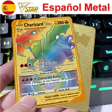 Spanish Vstar Charizard Pokemon Metal Cards Vmax Arceus Pokémon España Letters Iron Gold Playing Trading Game Collection Toy