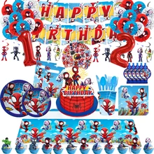 Spidey And His Amazing Friends Paper Plates Cups Number Balloons Globe Superhero Birthday Party Supplies Baby Shower Decorations