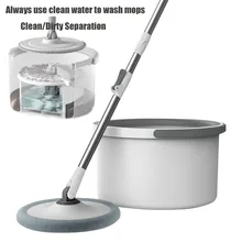 Spin Mop With Bucket Lazy Squeeze Mop Automatic Magic Floor Mop Self-Cleaning Hand-Free Nano Microfiber Cloth Square Mop