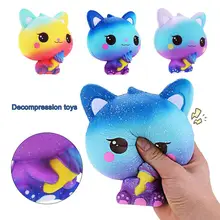 Squishi Toy Kawaii Cat Squeeze Toys Gradient Color Animal Squishi Slow Rising Stress Relief for Kids Adults Pop it