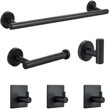 Stainless Steel Bathroom Hardware Set Robe Hook Towel Rail Bar Rack Bar Shelf Tissue Paper Holder Toothbrush Holder Bathroom