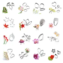 Stainless Steel Flower Petal Leaf Fondant Cake Cutter Set DIY Wedding Party Sugar Pastry Cake Decorating Tools Baking Bakeware