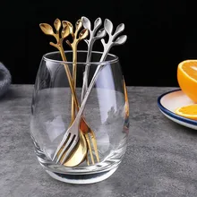 Stainless Steel Spoon Branch Leaves Spoon Fork Coffee Spoon Tableware Coffee Stirring Spoon Dinnerware Kitchen Accessories