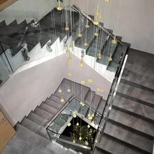 Stair chandelier long chandelier meteor shower artistic creative luxury modern simple duplex villa rotating chandelier