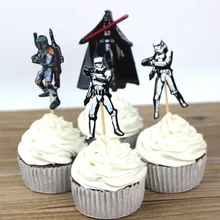 Star Wars Theme Cupcake Toppers Happy Birthday Decoration Events Party Baby Boys Kids Favors Cake Card Wtih Sticks 24pcs/lot