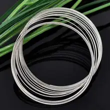 Steel Wire Memory Beading Bracelets Components Round silver color 5.5cm(2 1/8") Dia  50 Loops