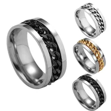 Stop Stress Toy Finger Spinner Ring Toy for ADHD Autism Stainless Steel Chain Ring
