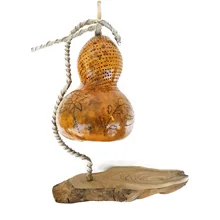 Su Kabağından Zeytin Ağacı Ayaklıklı El Yapımı Masa/komodin Lambası 18X40 cm