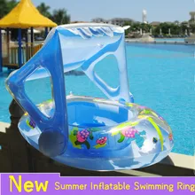 Summer Inflatable Swimming Ring Toddler Swim Boat Swimming Training Toys Summer Baby Child Swimming Pool Water Seat With Canopy
