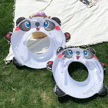 Summer New Children's Water Entertainment Equipment Swimming Ring Thickened Children's Sequins with Handles Panda Swimming Ring