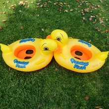 Summer Swimming Accessories Rhubarb Duck Sitting Ring Inflatable Swimming Ring with Handle Cartoon Animal Children's Props