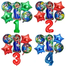 Super Mary Mario Balloon Set Cartoons Around The Game Number Number Aluminum Film Balloon Birthday Party Decoration Kids Toys