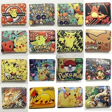 TAKARA TOMY Pokemon Pikachu Short Wallet PU Leather Short Wallet Snorlax Charmander Cute Small Purse Bag Toy Handbag Gift