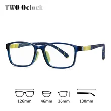 TWO Oclock High Quality Kids Blue Light Glasses Square Silicone Nose Pad Optical Eyeglass Frames Child Glasses 0 Diopter Eyewear