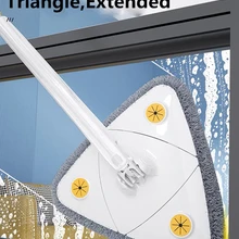 Telescopic Triangular Mop Extended 360°Twist Squeeze Wringing XType Window Toilet Bathrrom Floor Household Cleaning Ceiling Dust