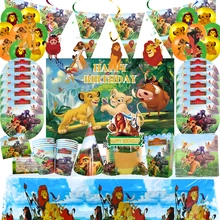 The Lion King Kids Boys Birthday Party Decoration Disposable Tableware Paper Cups Plates Cake Topper Baby Shower Gifts Supplies