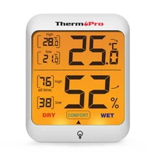 ThermoPro TP53 Digital Thermometer Hygrometer Backlight Indoor Room Thermometer Temperature and Humidity Monitor Weather Station