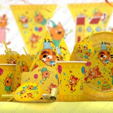 Three Little Kittens Theme Party Supplies Kid e cat Birthday Party Decoration Cake Topper Baby Shower Birthday Gift Birthday Hat