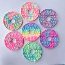 Tie dye Donuts Pop Push Bubble Fidget Toys Adult Stress Relief Squeeze Toy Antistress Pop Soft Squishy Kids Toys Gifts
