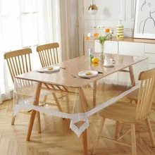 Transparent PVC Lace Lace Tablecloth Waterproof And Oilproof Tablecloth  150*150cm (360g)