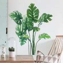 Tropical Green Leaves Plant Wall Sticker Decal for Home Non-toxic Odorless Removable Living Room Nursery Decor Art Mural