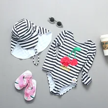 UPF50+ Girls Surfing suit 1~8Y Toddler Baby Girls Swimwear High Quality Children Swimwear with Hat Kid Girls Beach wear-SW606