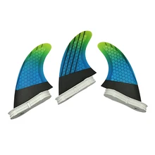 UPSURF FCS 2 Surfboard Fin New Double Tabs 2 M/L Size Blue gradient Color Tri-Set Honeycomb Carbon Double Tabs 2 Fin  Surf Fin