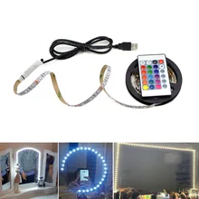 USB Cable Powered LED Makeup Mirror Light String  Vanity lamp RGB LED Flexible Tape Dressing Table Bathroom Make Up Light Strip