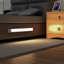 USB Charging LED Induction Cabinet Lamp Motion Sensor Night Light Kitchen Wardrobe Stairs Corridor Magnetic Strip Light