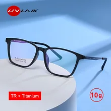 UVLAIK Pure Titanium Glasses Frame Men Square TR90 Anti Blue Light Eyeglasses Women Customize Myopia Prescription Eyeglass Lense