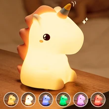 Unicorn Night Light Kids Cute Silicone Lamp Touch Sensor Colors Rechargeable Night Lamp Children bedroom Decorative Luminaires