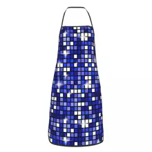 Unisex Blue Disco Ball Glitter Apron Kitchen Chef Cooking Baking Bib Men Women Tablier Cuisine for Painting
