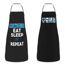 Unisex Funny Barber Hairdresser Repeat Bib Apron Adult Women Men Chef Tablier Cuisine for Kitchen Cooking Hairstylist Painting