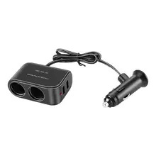 Universal 2 Way Car Cigarette Lighter +LED Light Switch Auto Socket Splitter Charger USB 12V/24V Vehicle Lighter Adapter